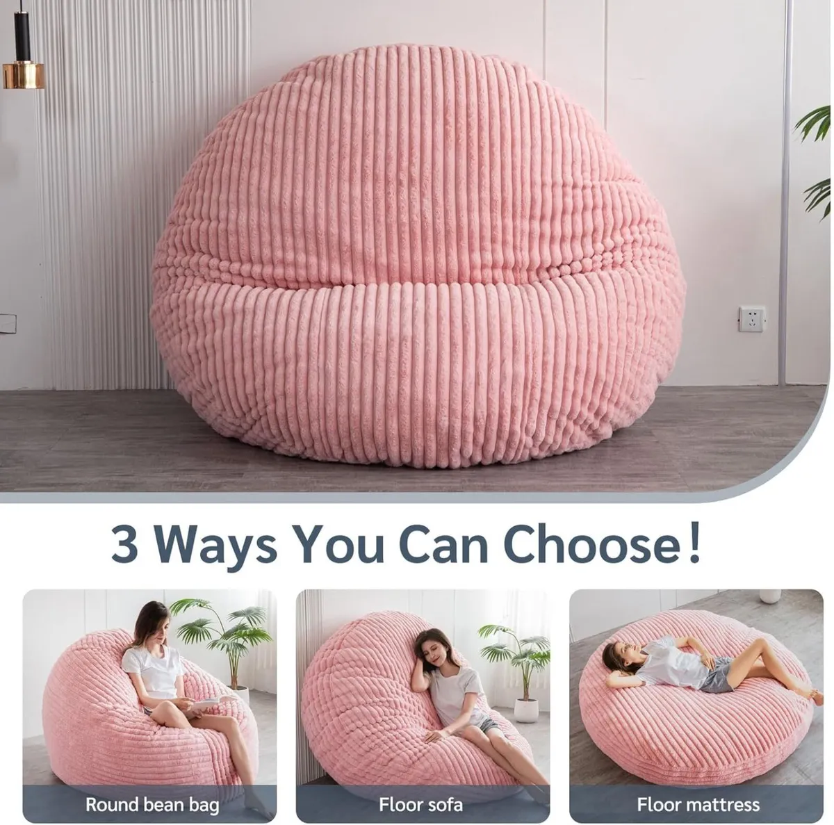 Giant Bean Bag Bed - Round Chair Large Sofa with - Image 3