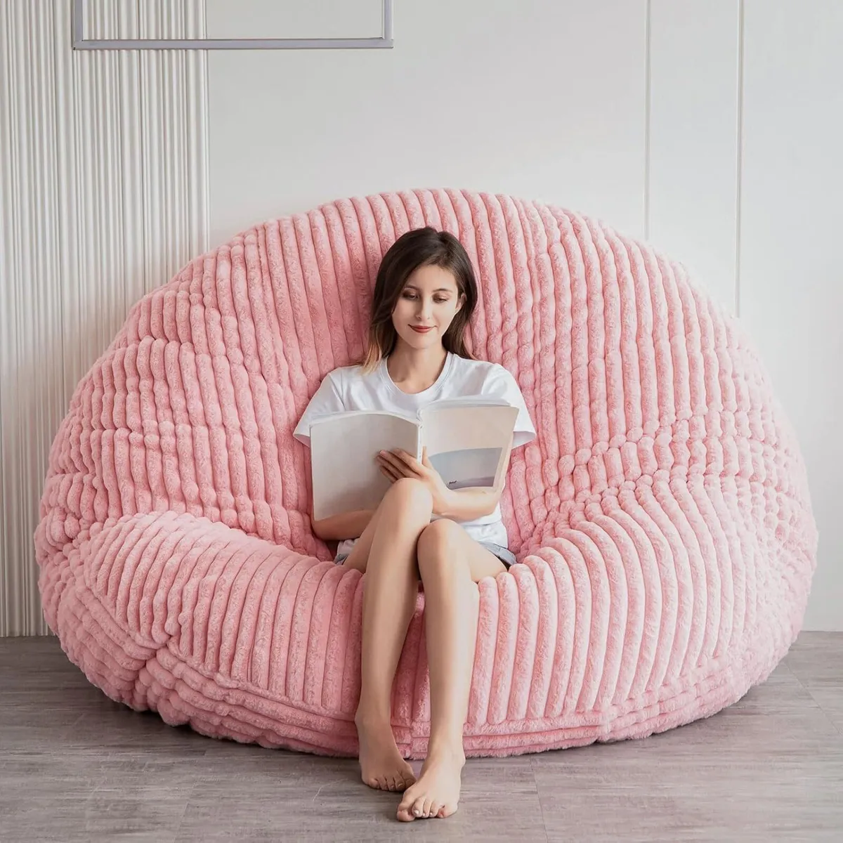Giant Bean Bag Bed - Round Chair Large Sofa with - Image 1
