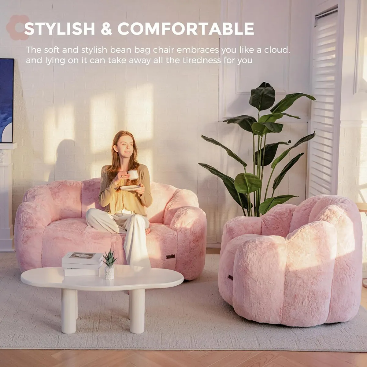 Bean Bag Chair Floral Shaped 2 Seater Sofa - Image 4