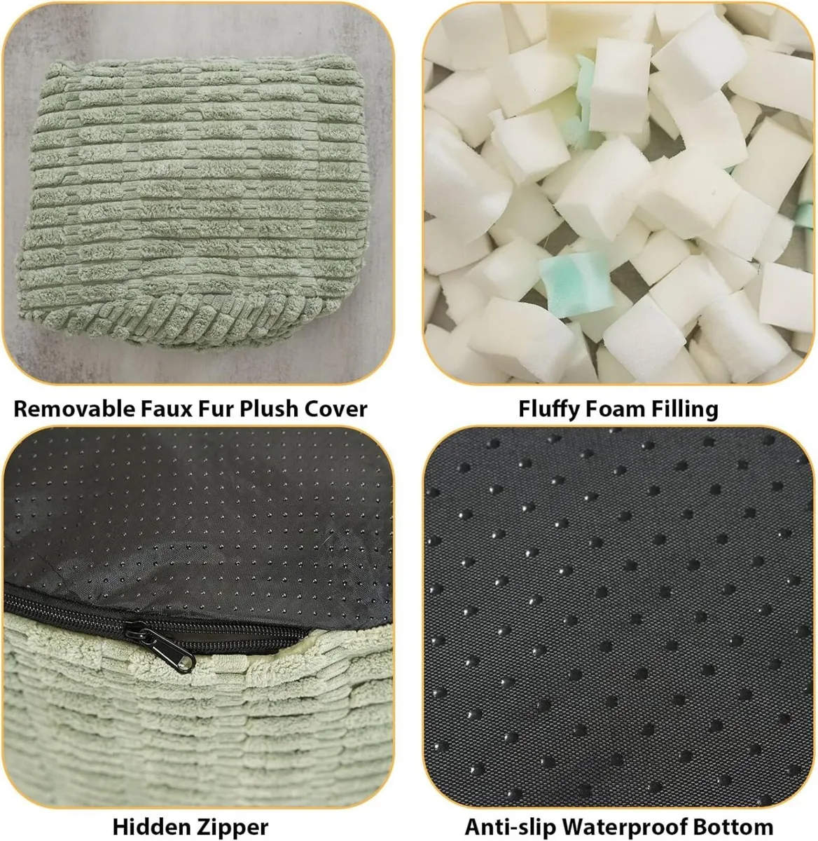 Round Stuffed Pouf Ottoman for Foot Rest Storage - Image 3