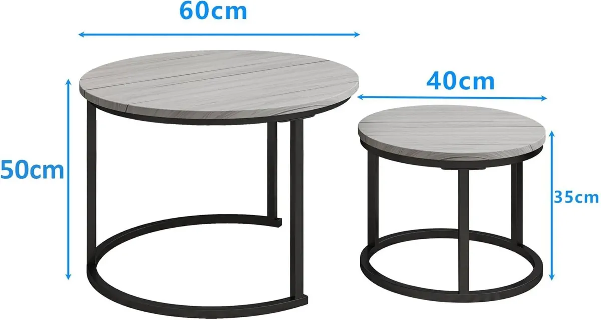 Round Coffee Table Set of 2 Nesting Side for - Image 2