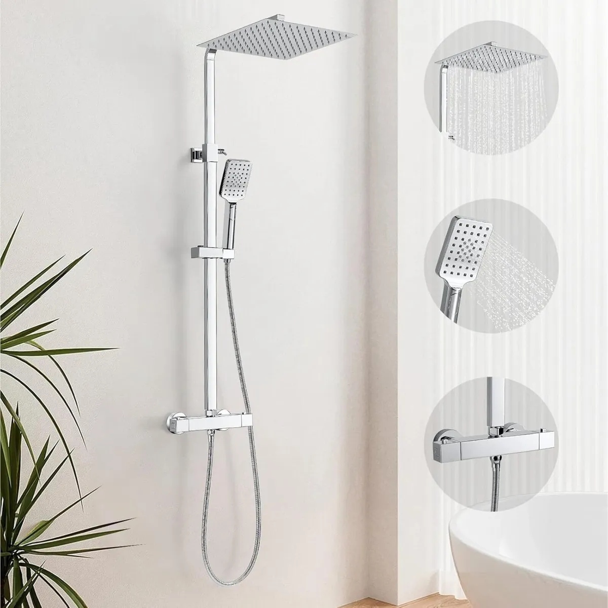 Square Thermostatic Shower System 38degreesC - Image 3