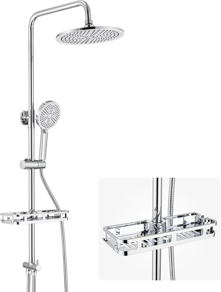 Shower Riser Rail Kit with 10 Rainfall Head High - Image 1