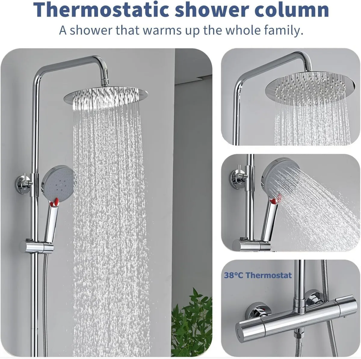 Thermostatic Shower with Mixer Set System 25cm - Image 3