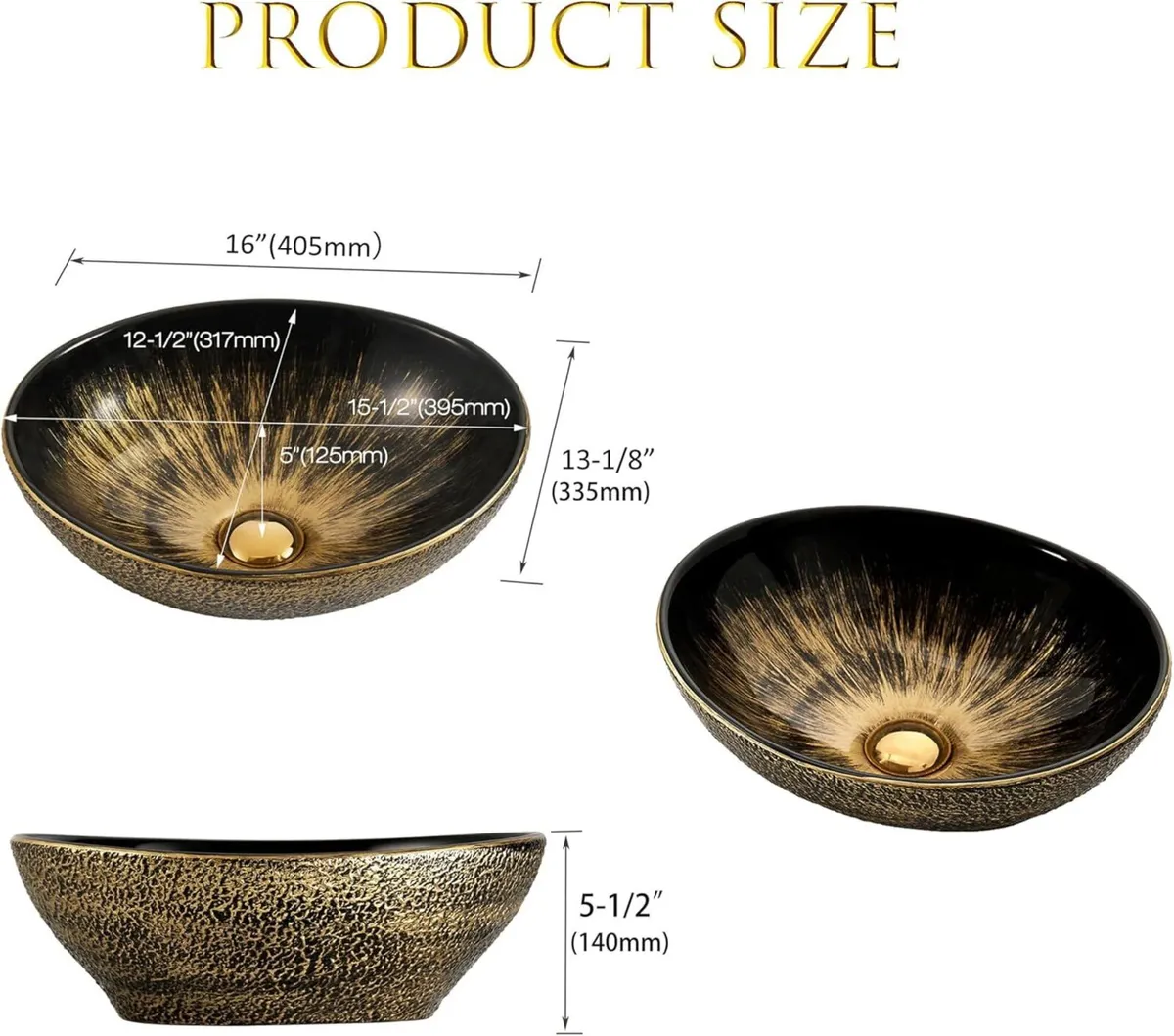 40.5 x 33.5 14 cm Oval Egg Shape Bathroom Vessel - Image 2