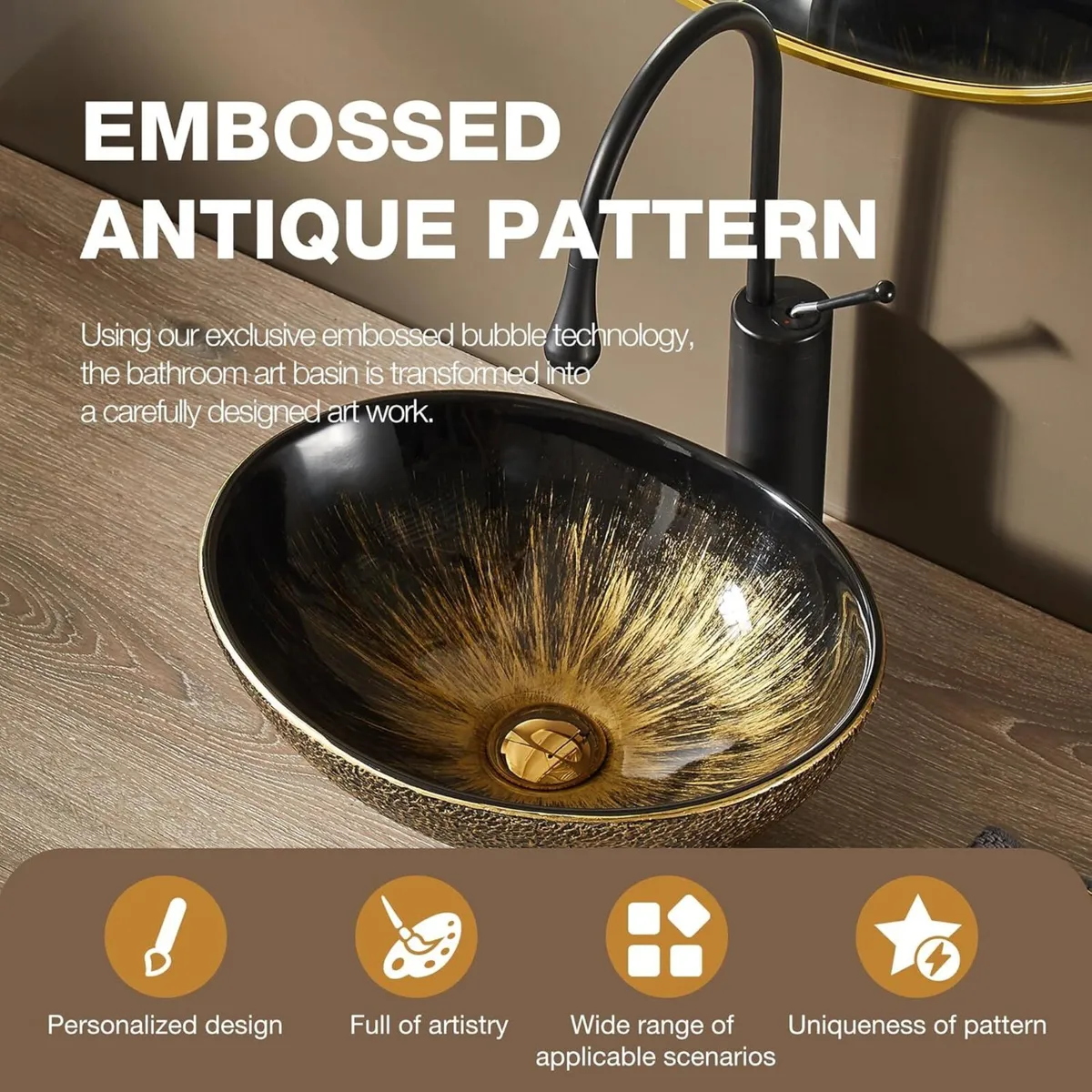 40.5 x 33.5 14 cm Oval Egg Shape Bathroom Vessel - Image 3