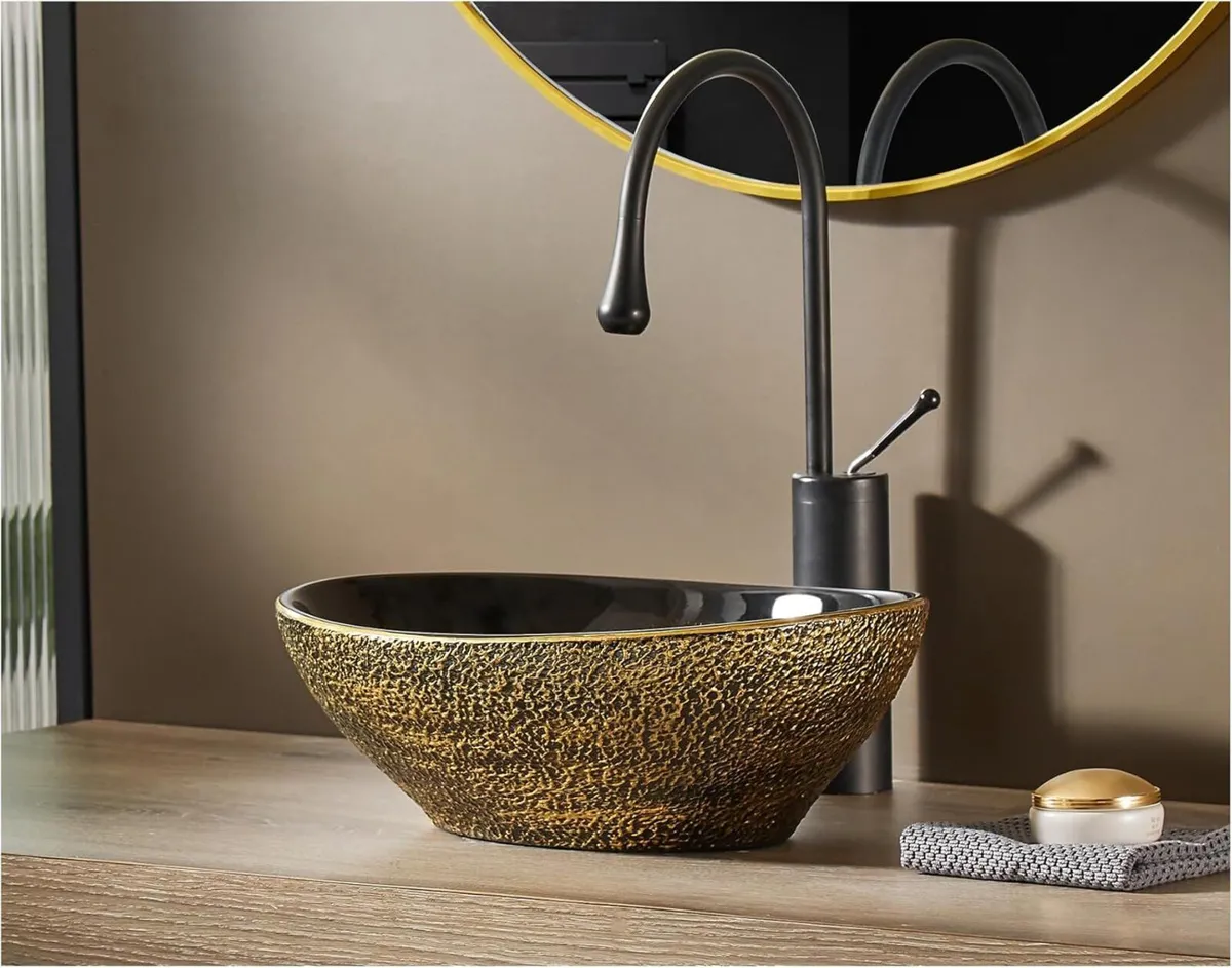 40.5 x 33.5 14 cm Oval Egg Shape Bathroom Vessel - Image 1