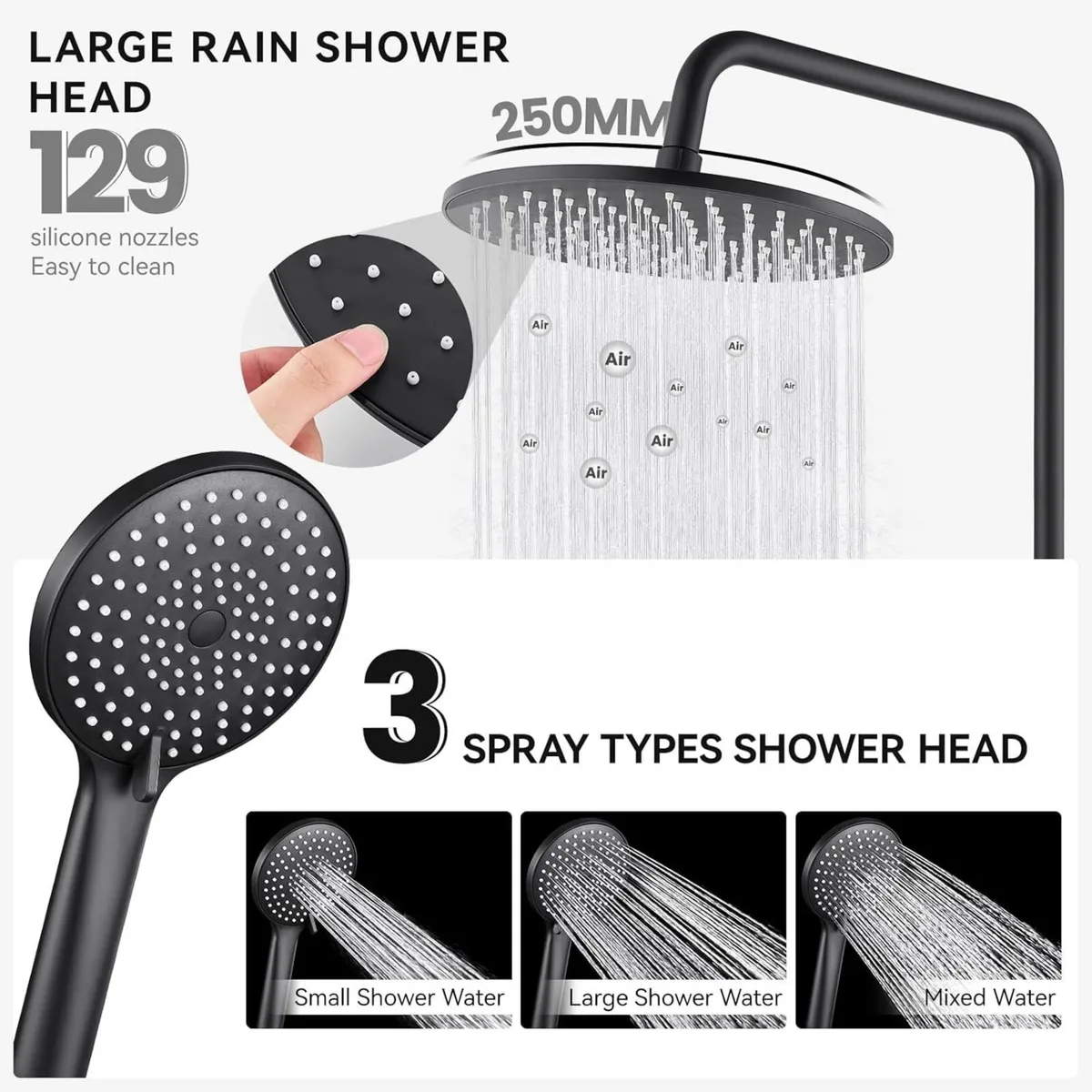 Thermostatic Shower Mixer Set with 25cm Round - Image 3