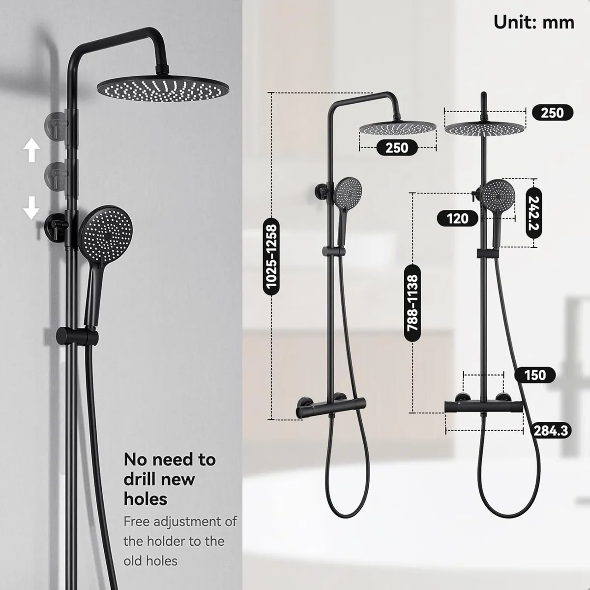 Thermostatic Shower Mixer Set with 25cm Round - Image 4