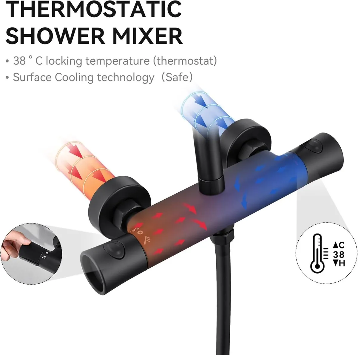 Thermostatic Shower Mixer Set with 25cm Round - Image 2