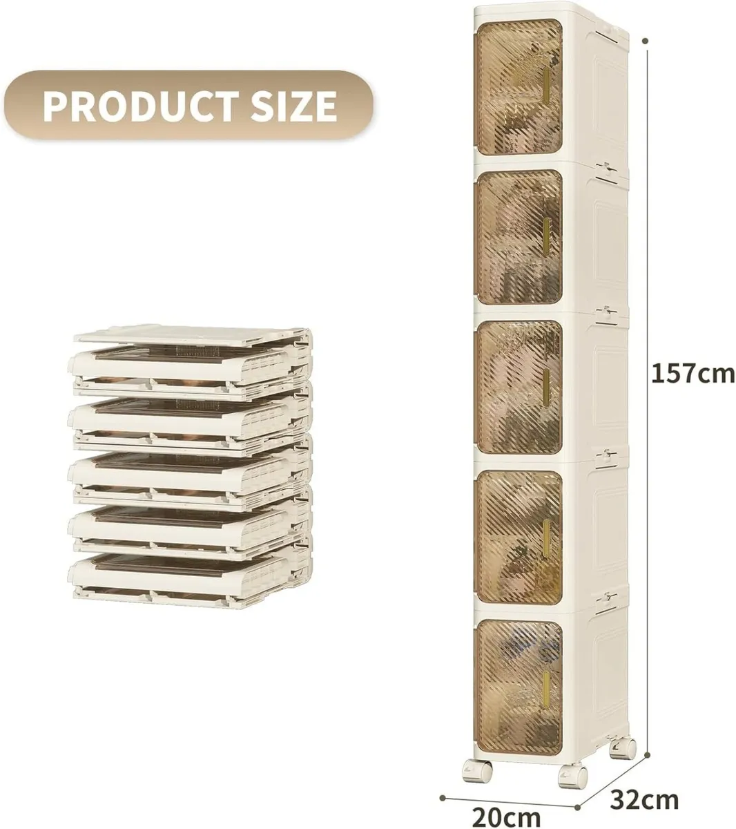 Slim Bathroom Cabinet 5 Tiers Storage Foldable - Image 2