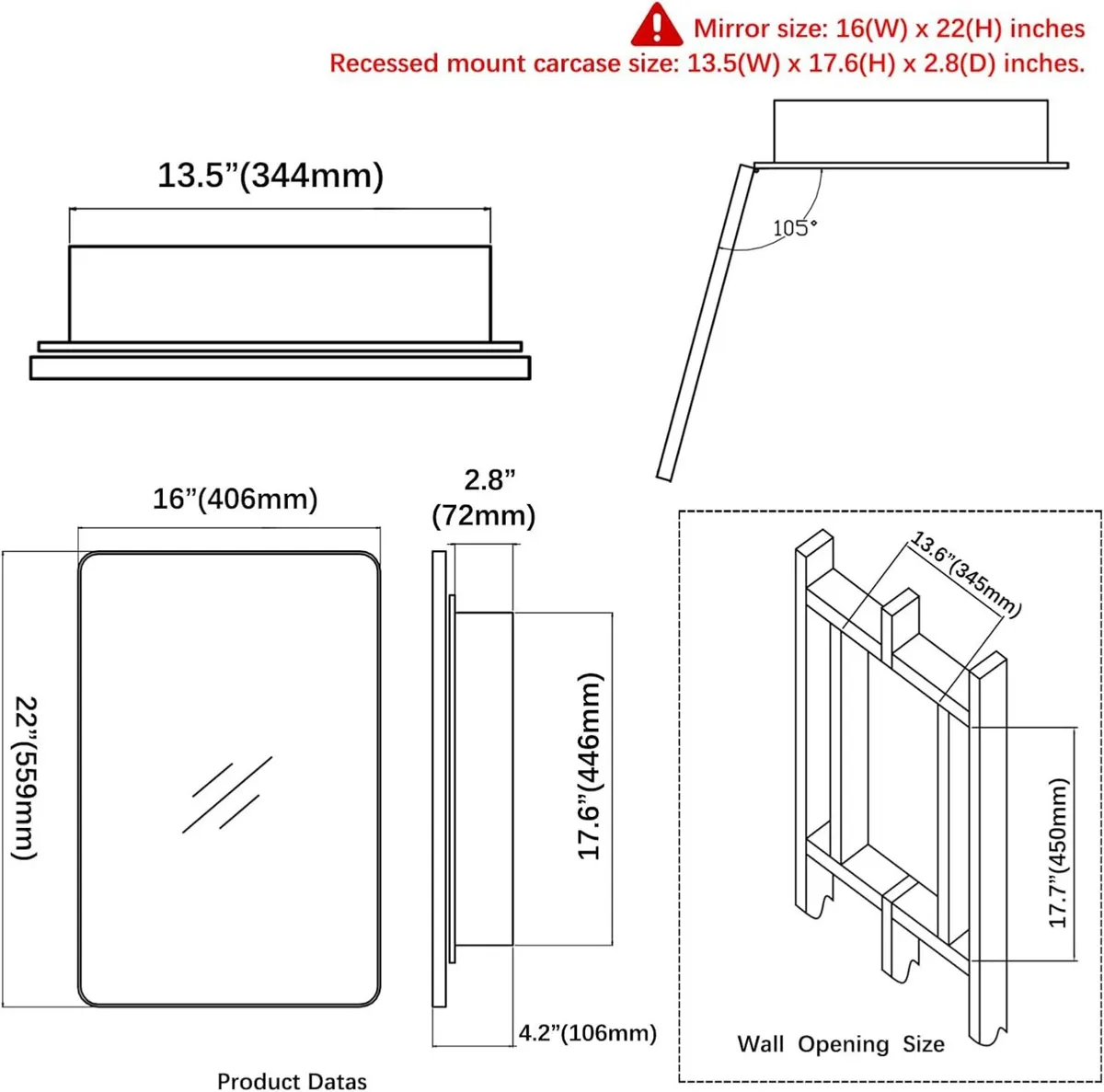 Plastic Mirror Cabinet with Round Corner Framed - Image 2