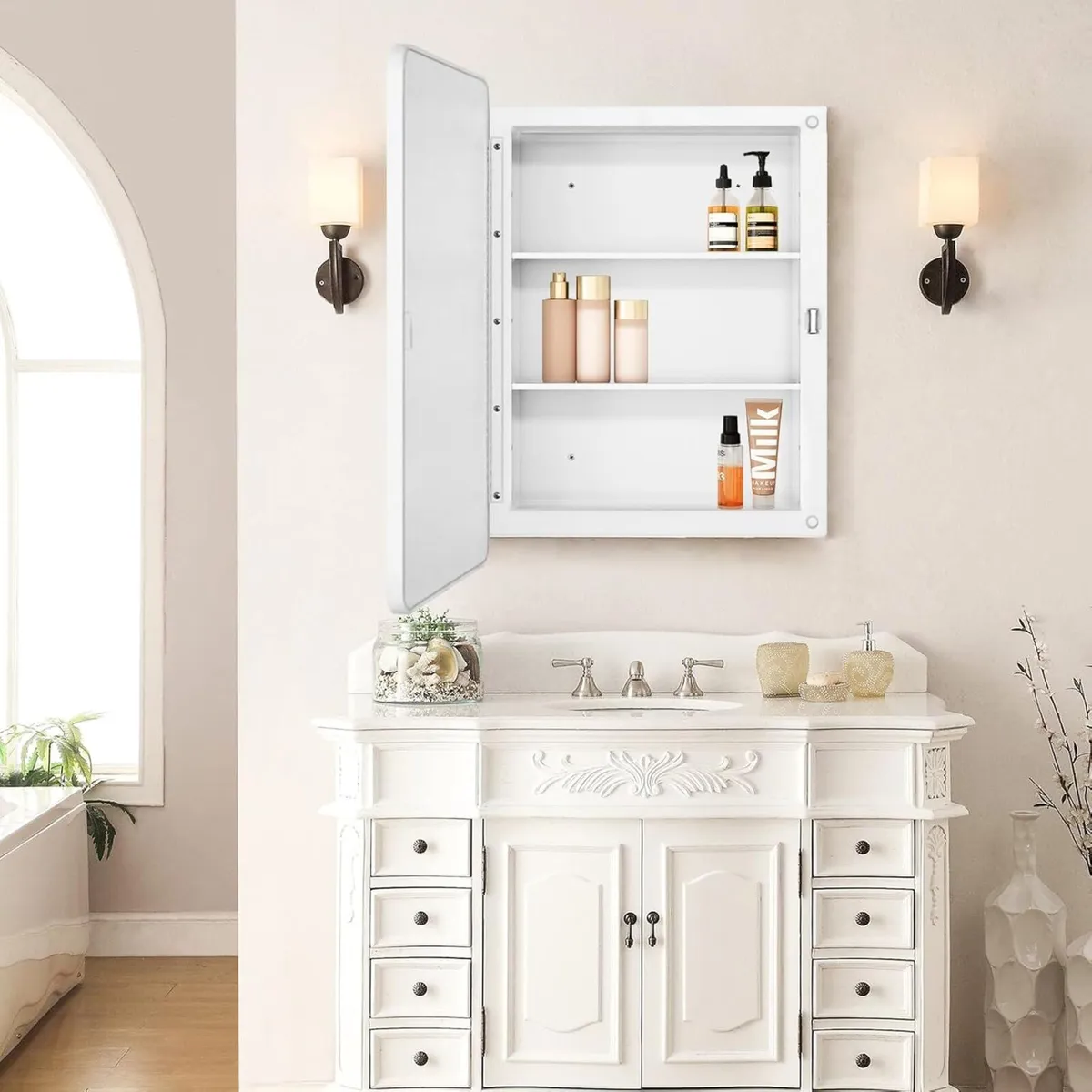 Plastic Mirror Cabinet with Round Corner Framed - Image 4