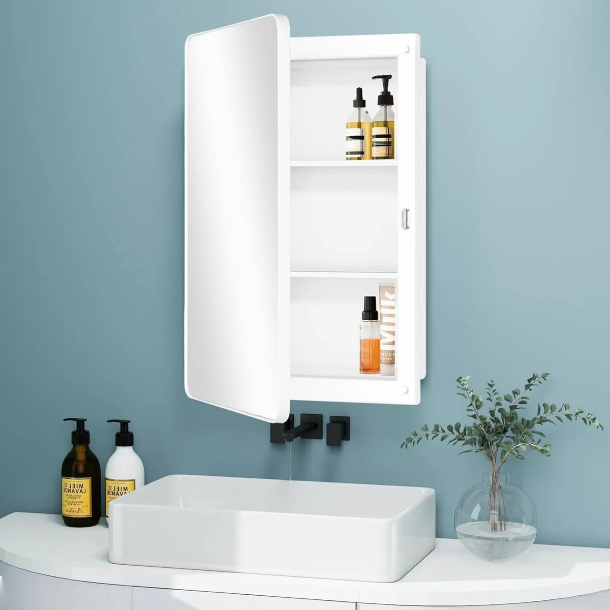 Plastic Mirror Cabinet with Round Corner Framed - Image 1