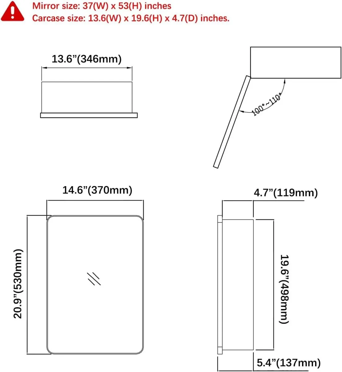 Stainless Steel Bathroom Mirror Cabinet with Matt - Image 3