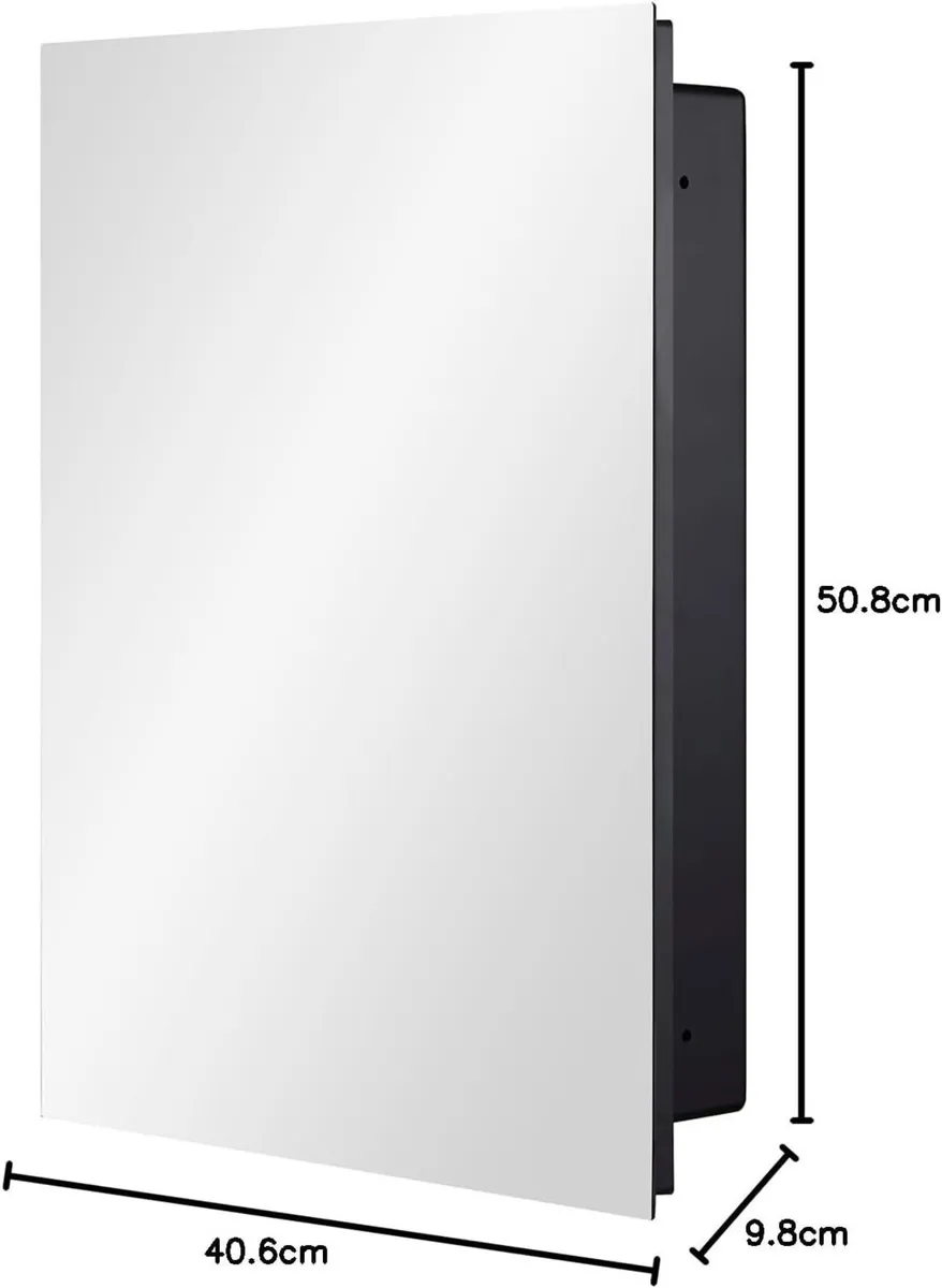 Black Plastic Mirror Cabinet with Polished Edge - Image 3