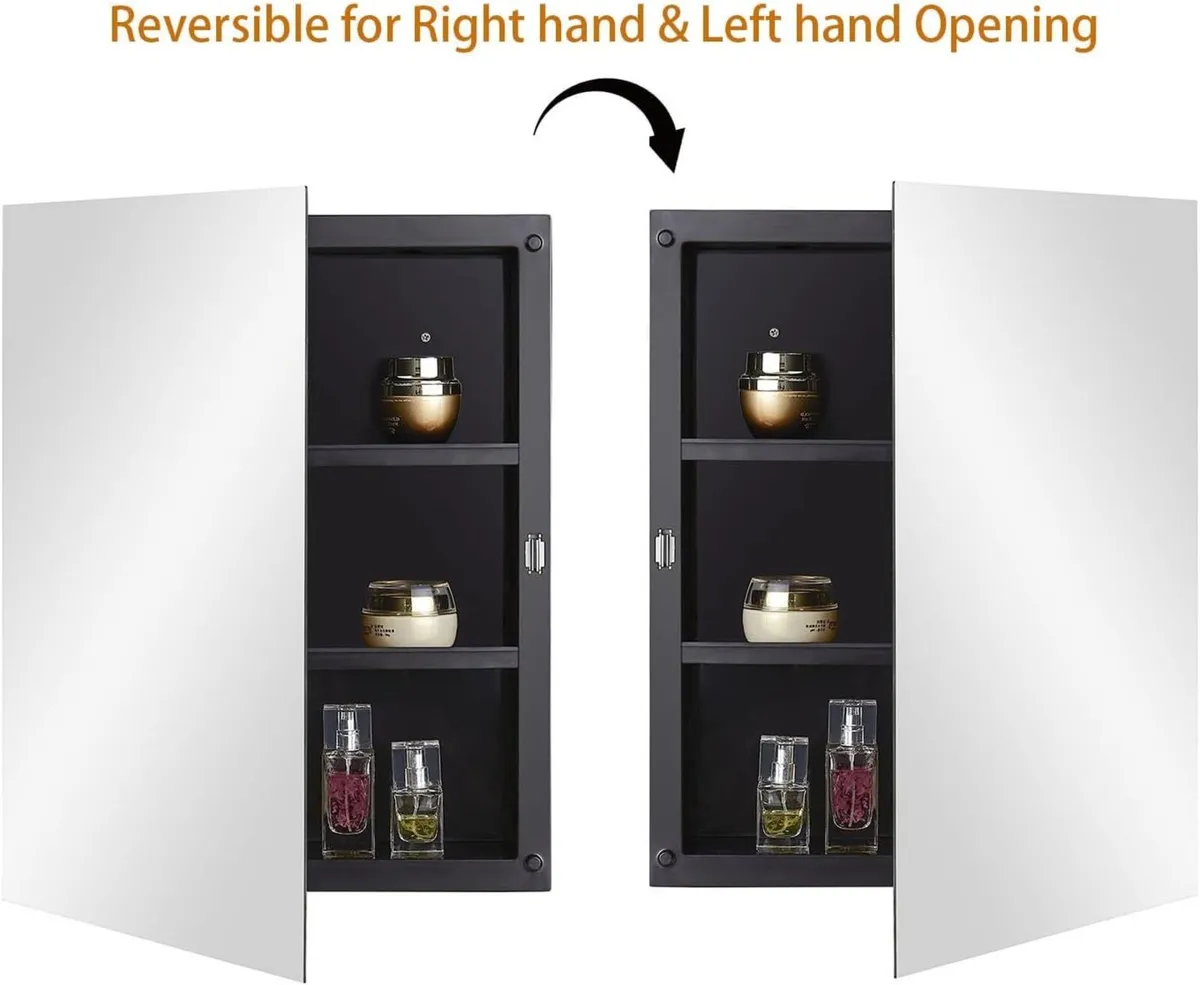 Black Plastic Mirror Cabinet with Polished Edge - Image 4