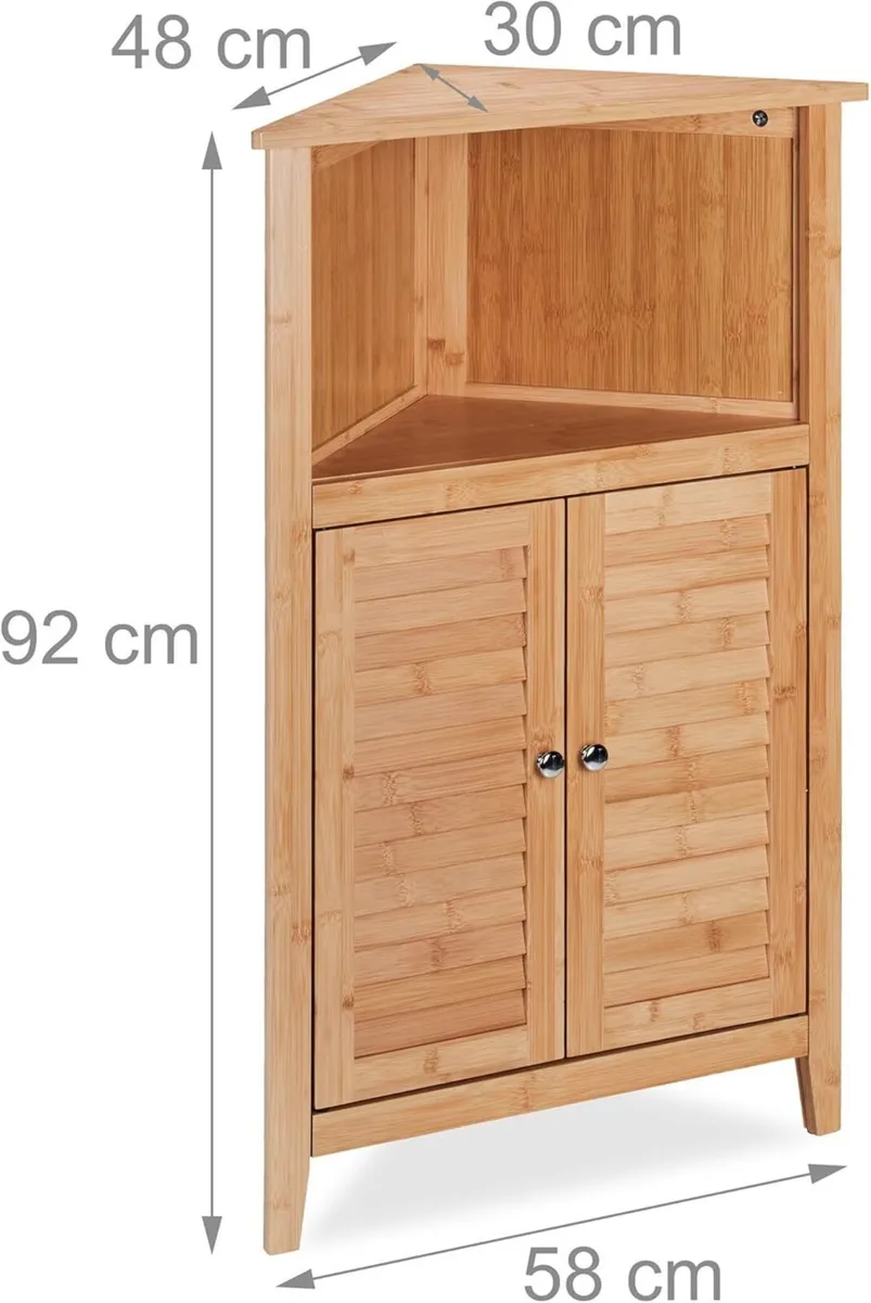 Corner Cabinet Bamboo HWD: 92x58x30 cm Bathroom - Image 3