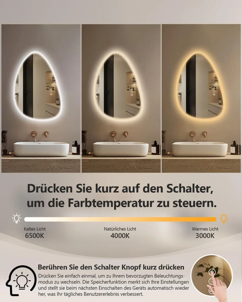 Led Bathroom Mirror with Lights 550x800mm - Image 3