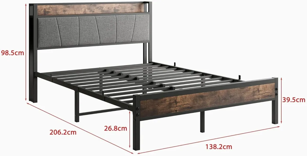 Double Bed Frames with Storage Headboard Heavy - Image 2