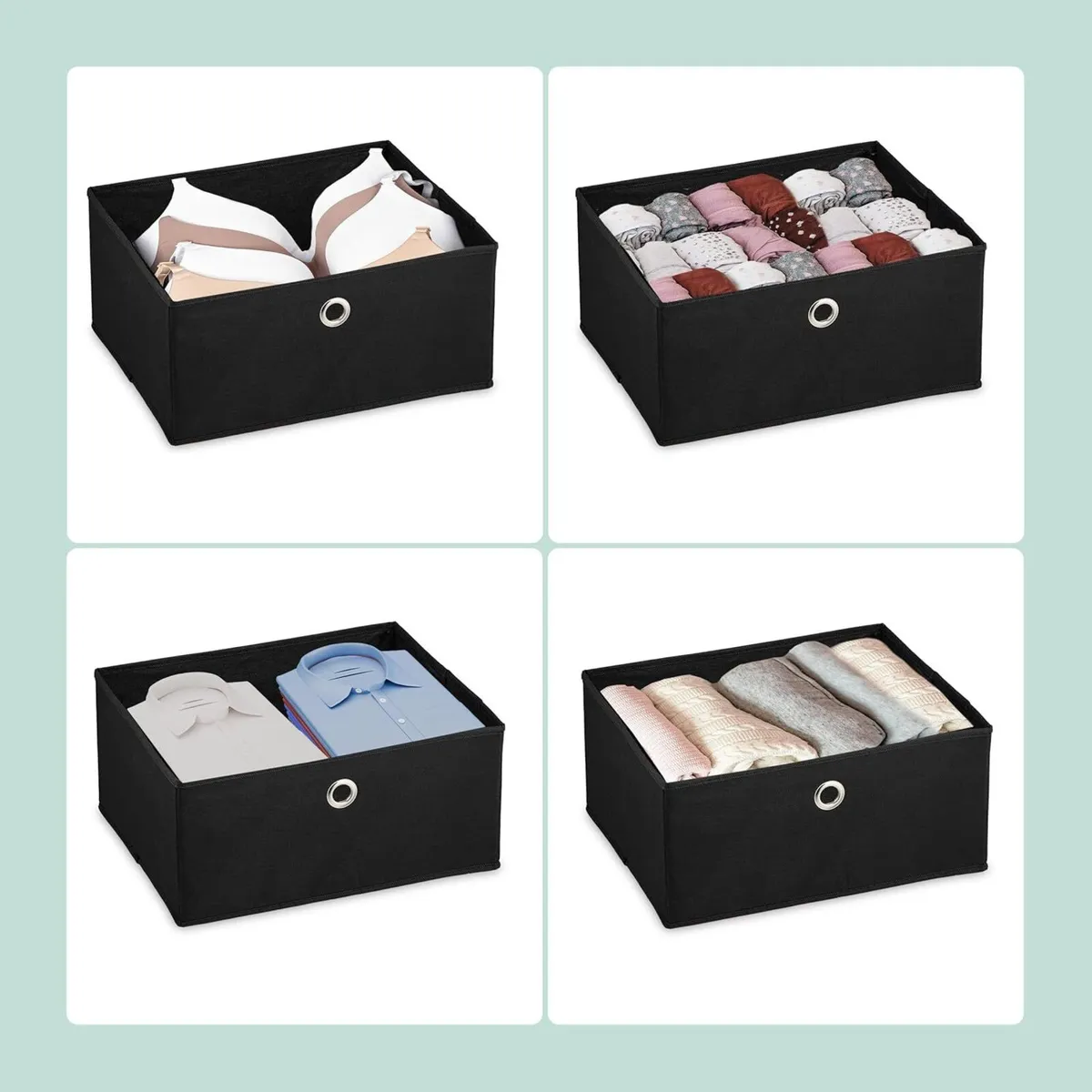 Dresser Storage Unit 5 Fabric Drawers Metal Wood - Image 4