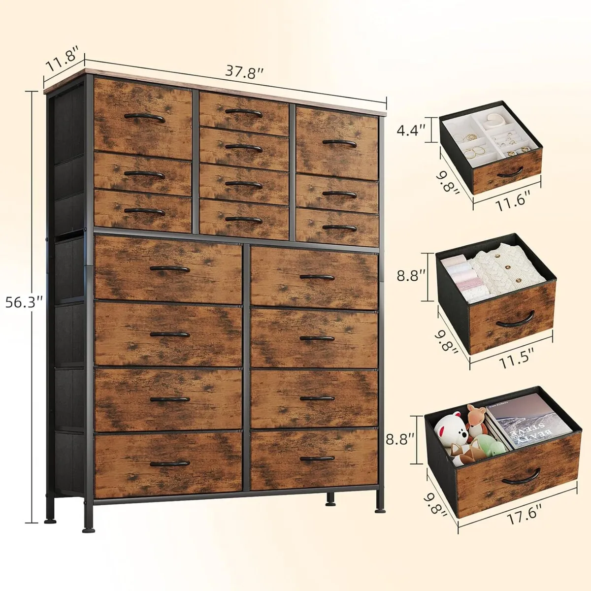 Chest of Drawers with 18 Drawers， Dressers Chests - Image 2