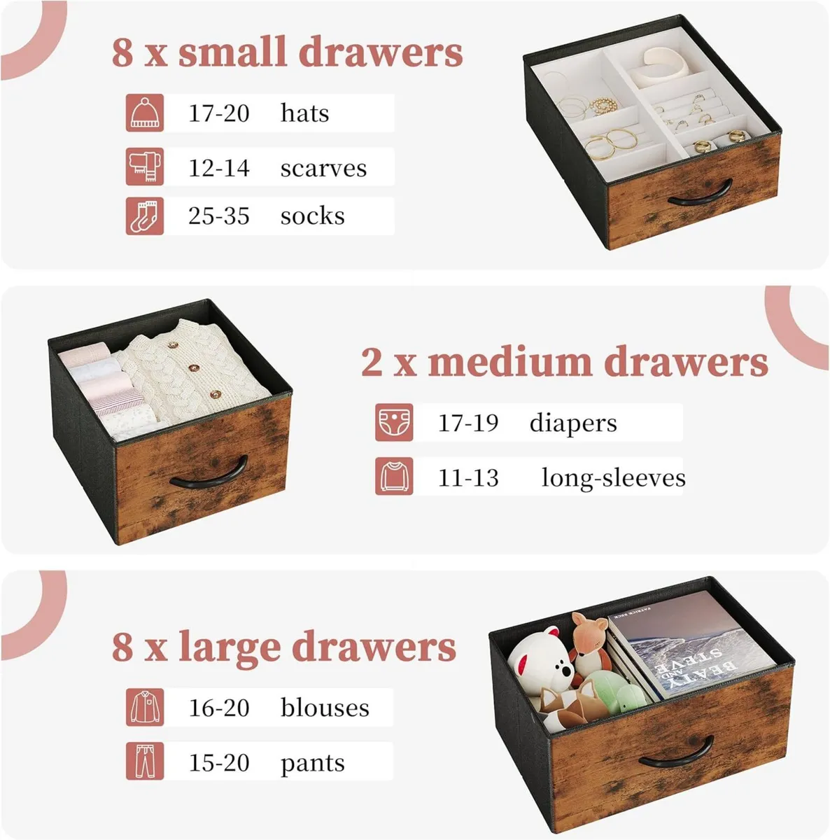 Chest of Drawers with 18 Drawers， Dressers Chests - Image 3