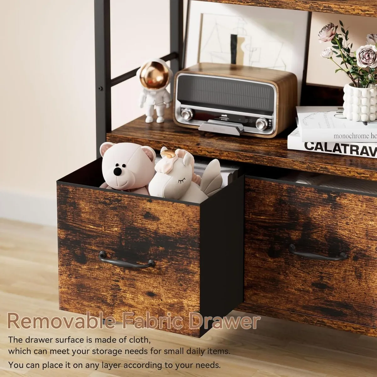 Bookshelf 5 Tier Bookshelves With 2 Fabric Cloth - Image 4