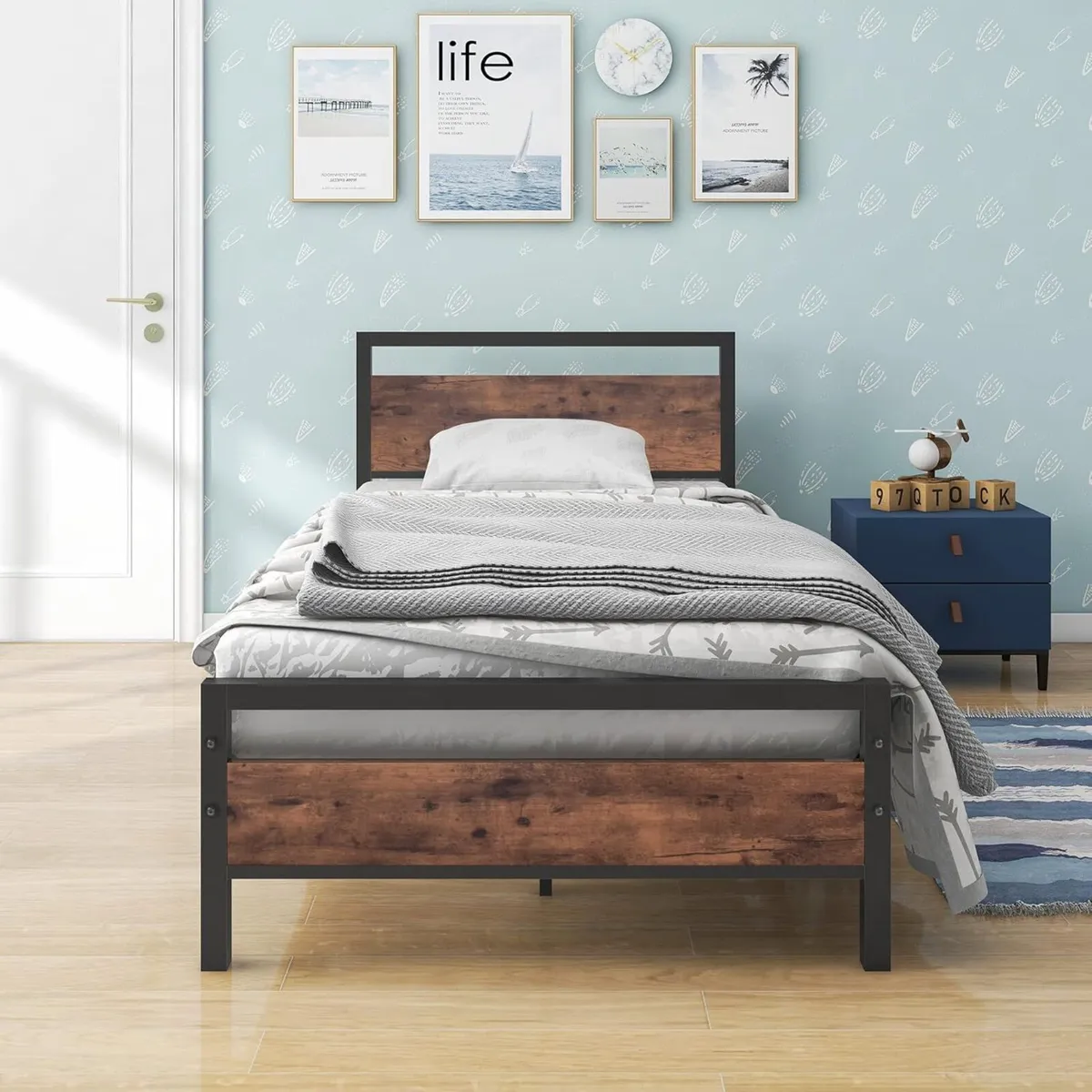 3ft Single Bed Frames Solid Bedstead Base with - Image 1