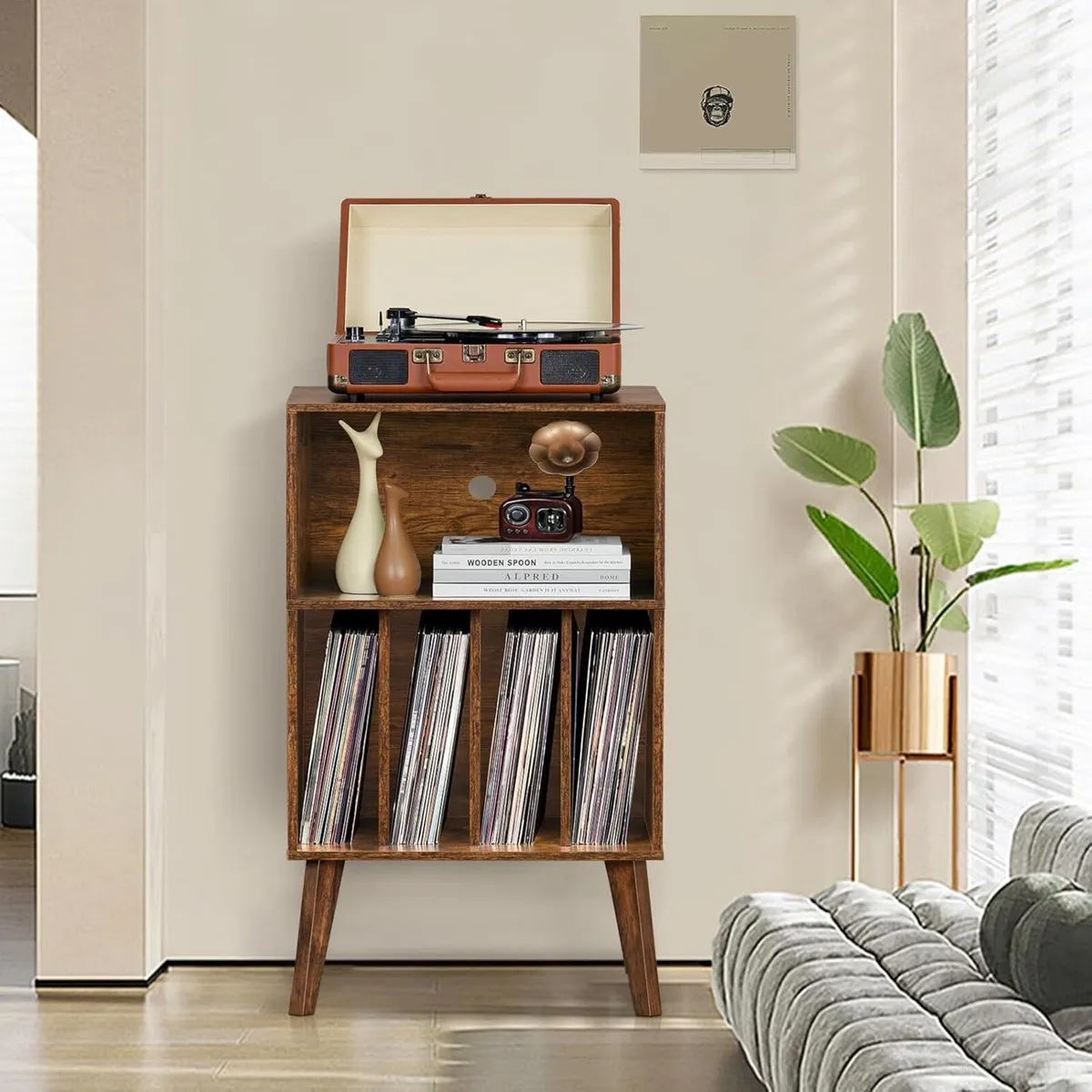 Record Player Stand Turntable Hold Up To 160 - Image 4