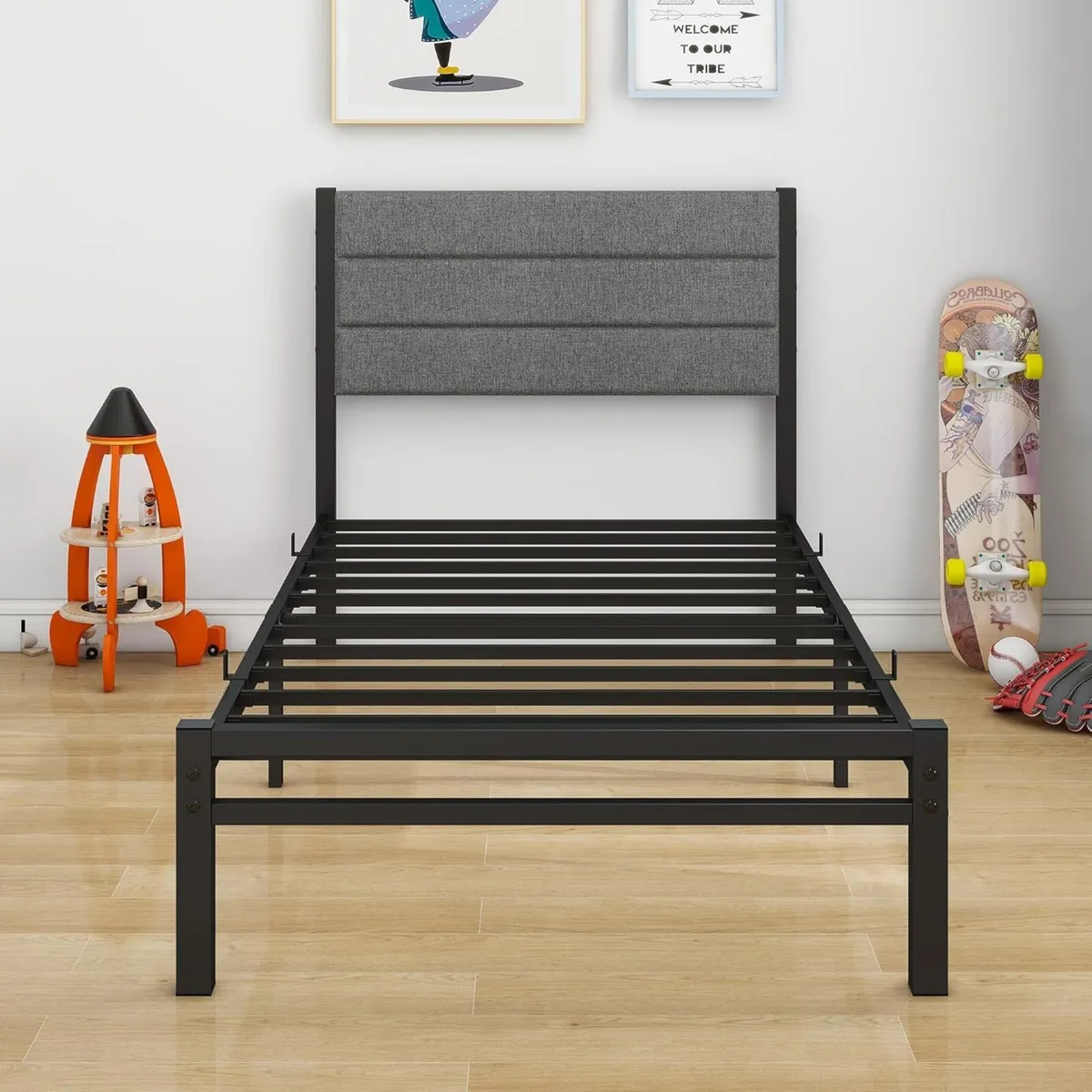 Single Bed Frame with Storage 3ft Upholstered - Image 4