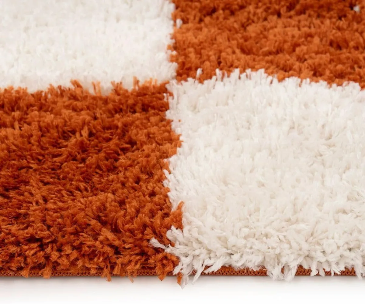 Modern Shaggy Rust Beige Terracotta Cream Retro - Image 4