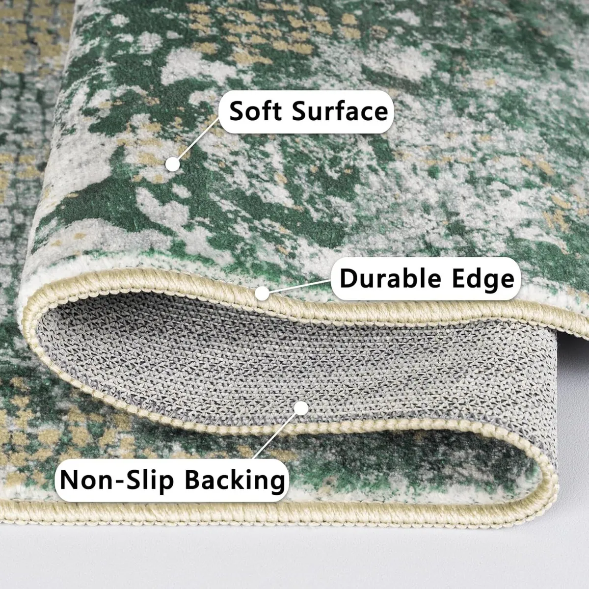 Green Abstract Area Rug 160x230cm Modern Short - Image 4