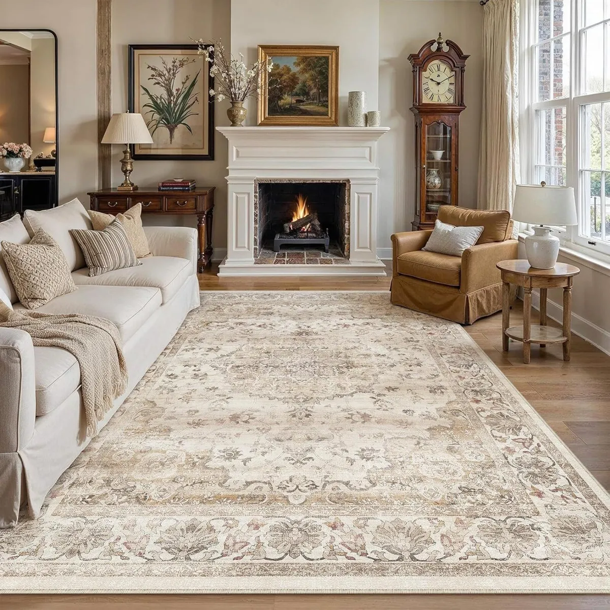 Beige Living Room Area Rug 240x300cm Machine - Image 1