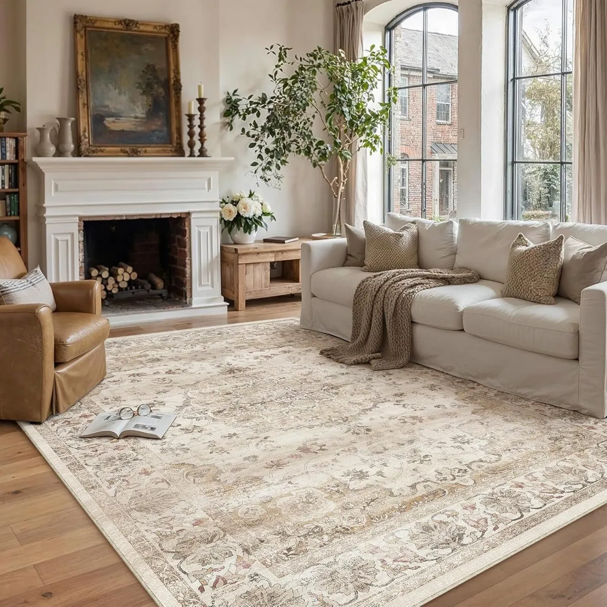 Beige Living Room Area Rug 240x300cm Machine - Image 3