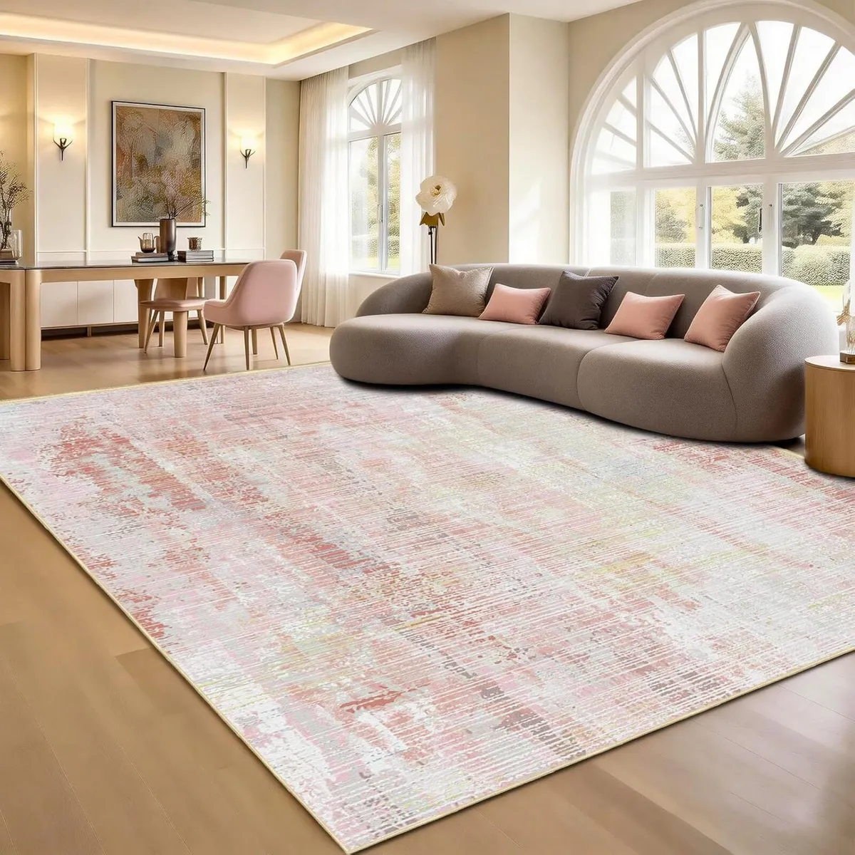 Pink Rugs Living Room Large 160x230cm Abstract - Image 3