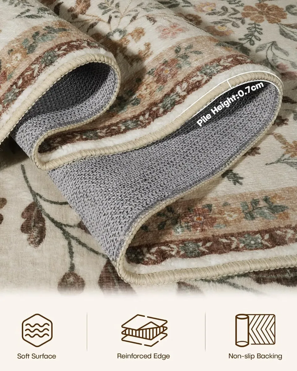 Floral Rugs for Living Room Boho Washable Area - Image 3