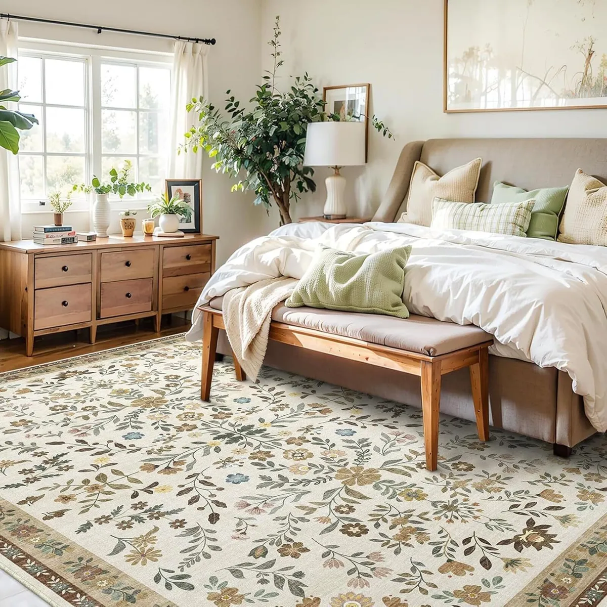 Floral Rugs for Living Room Boho Washable Area - Image 4
