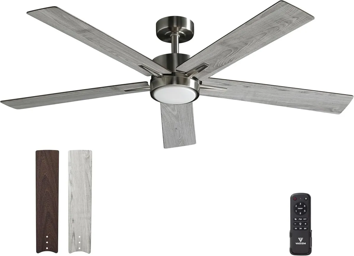 Ceiling Fan with Light for Bedroom: 52 inch - Image 1