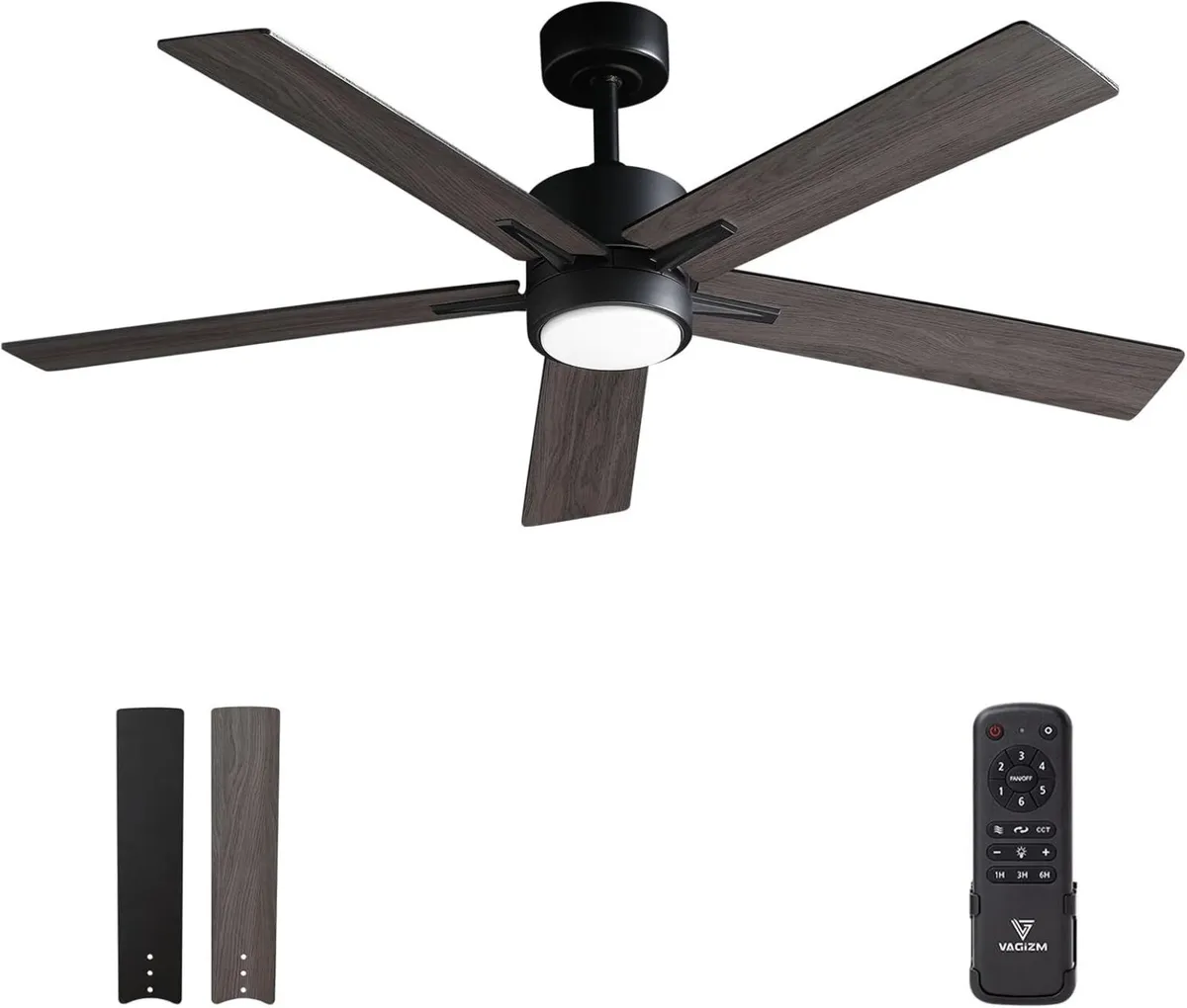 Ceiling Fan with Light for Bedroom: 52 inch - Image 1