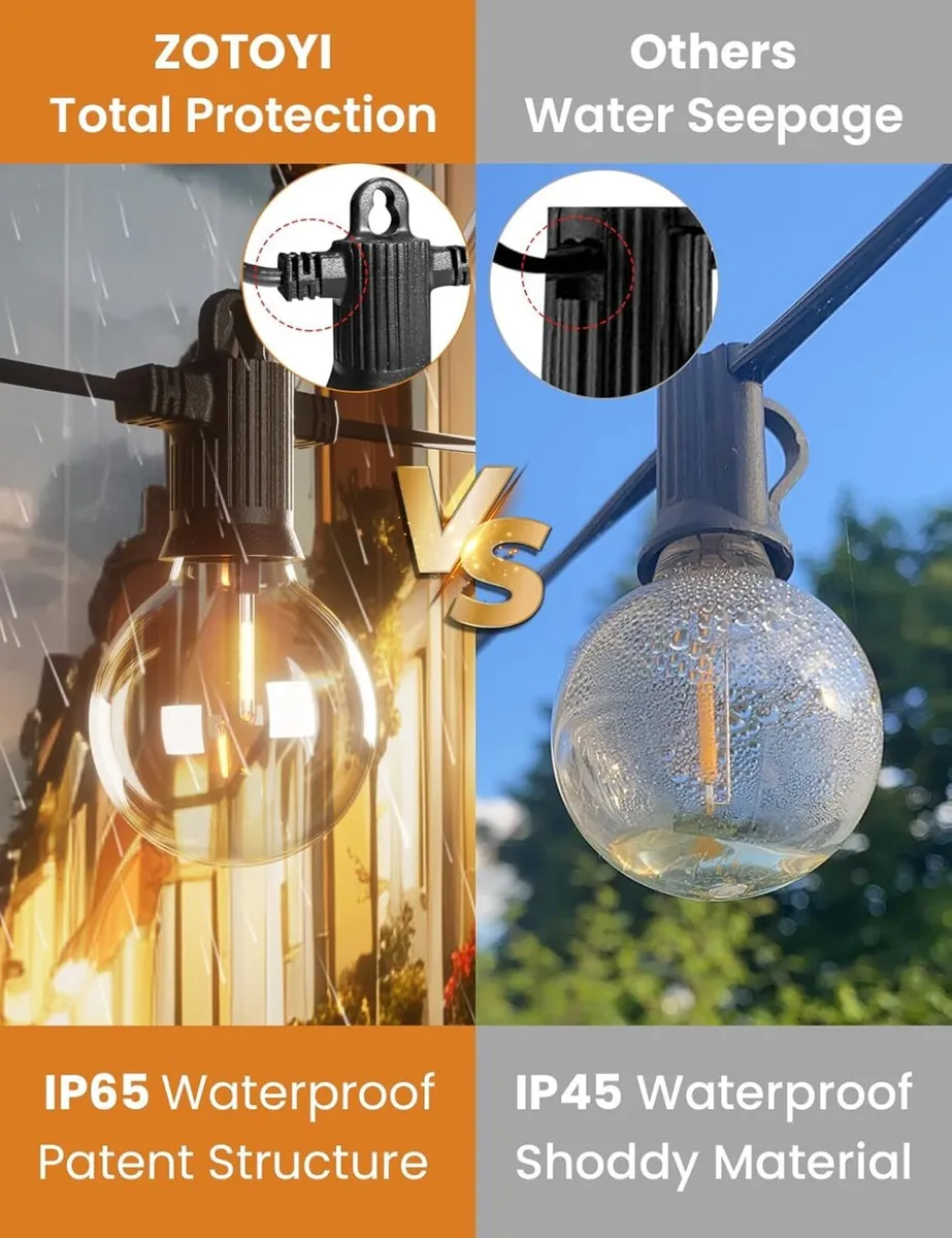 Festoon Lights Outdoor 60M IP65 Waterproof Garden - Image 2