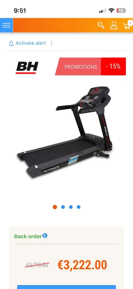 22km BH magna AC series treadmill 150kg capacity - Image 2