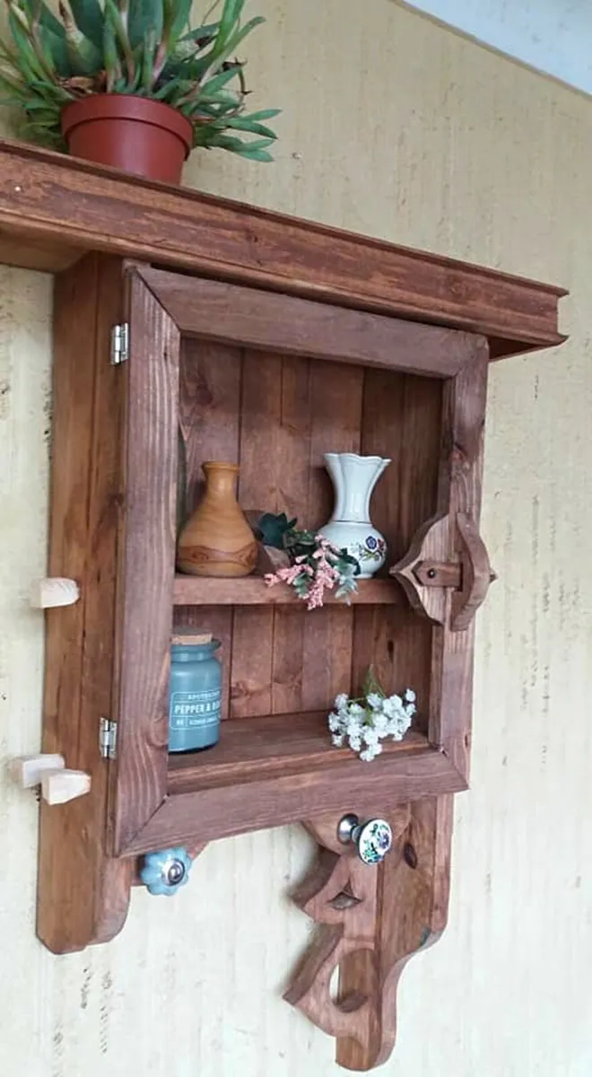 NEW Rustic wall mount shelved display / storage - Image 2