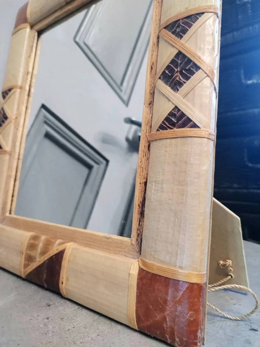 BOHO / ETHNIC BAMBOO DECOR MIRROR – TABLE OR WALL - Image 3