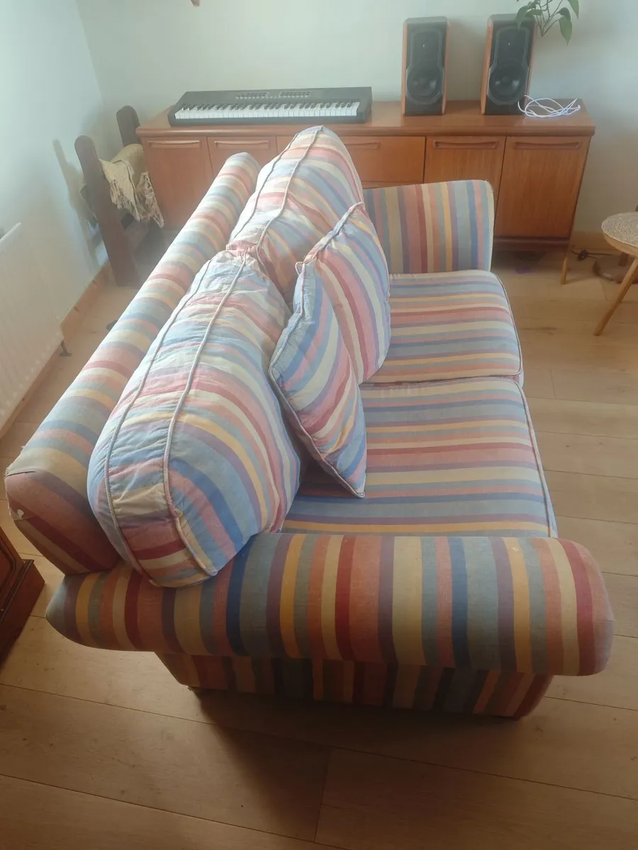 Beautiful Striped Fabric Sofa - Image 1