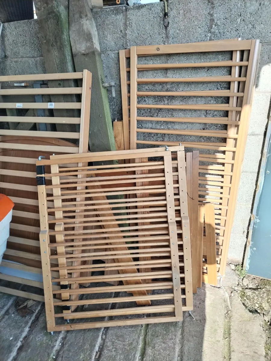 Cot bed, stair gate and cradle