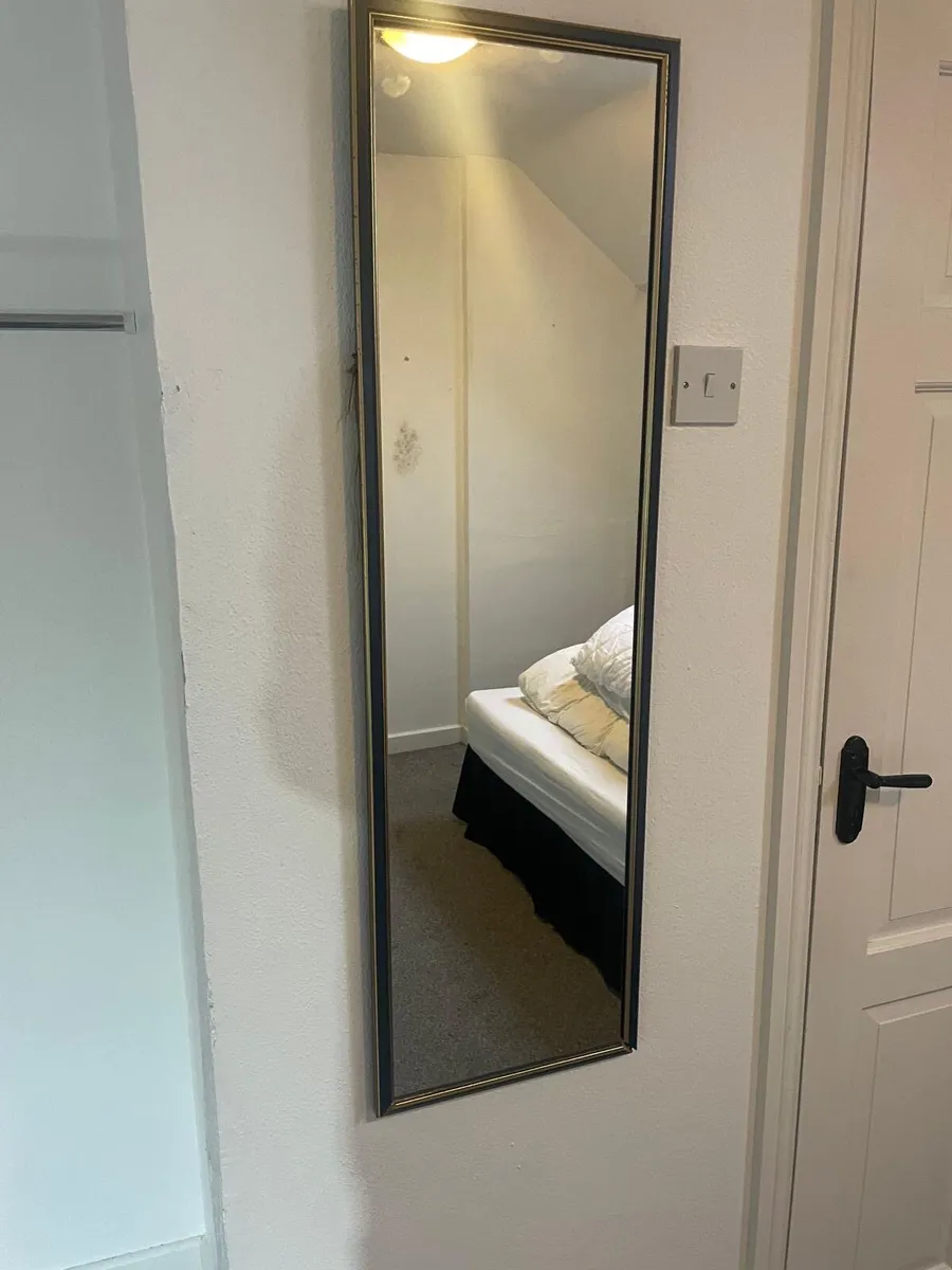 Mirror with grey and gold trim - Image 2