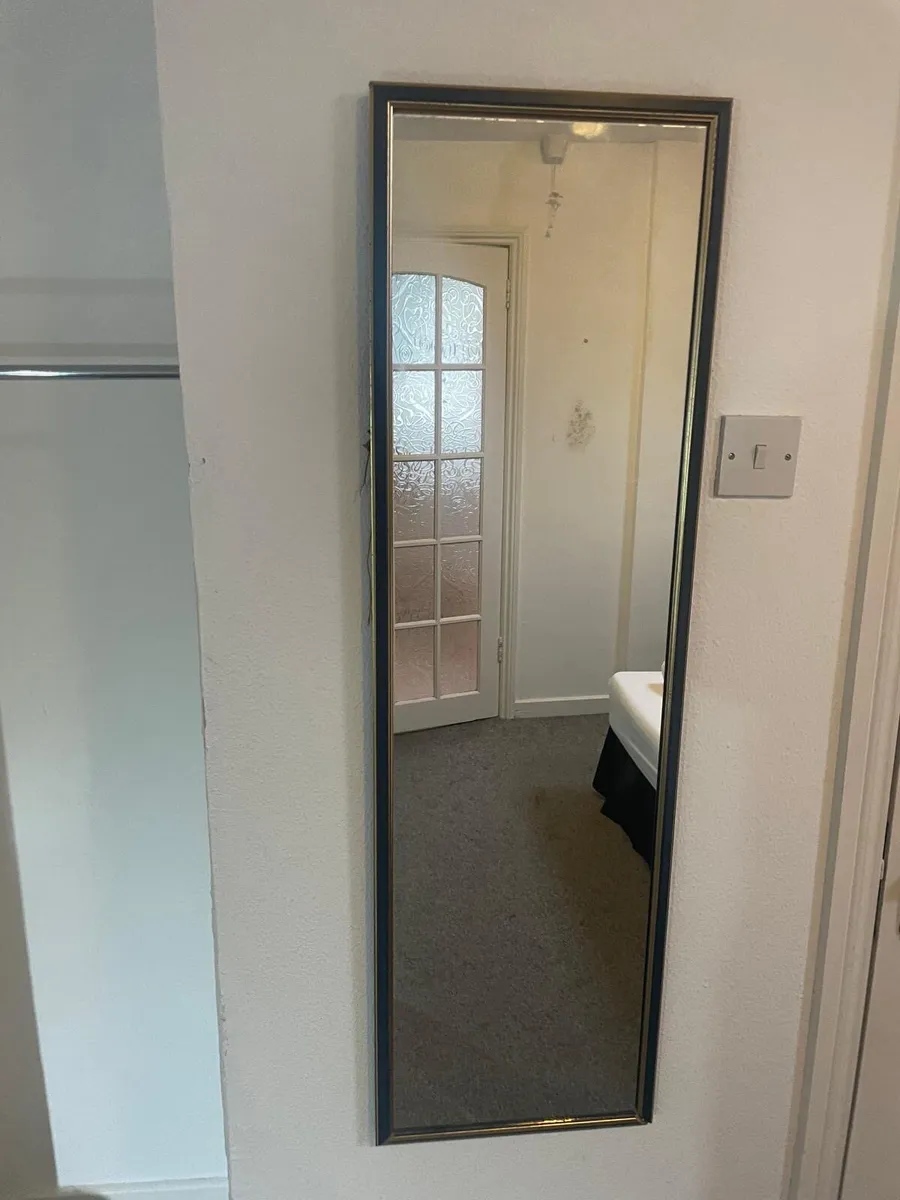 Mirror with grey and gold trim - Image 1