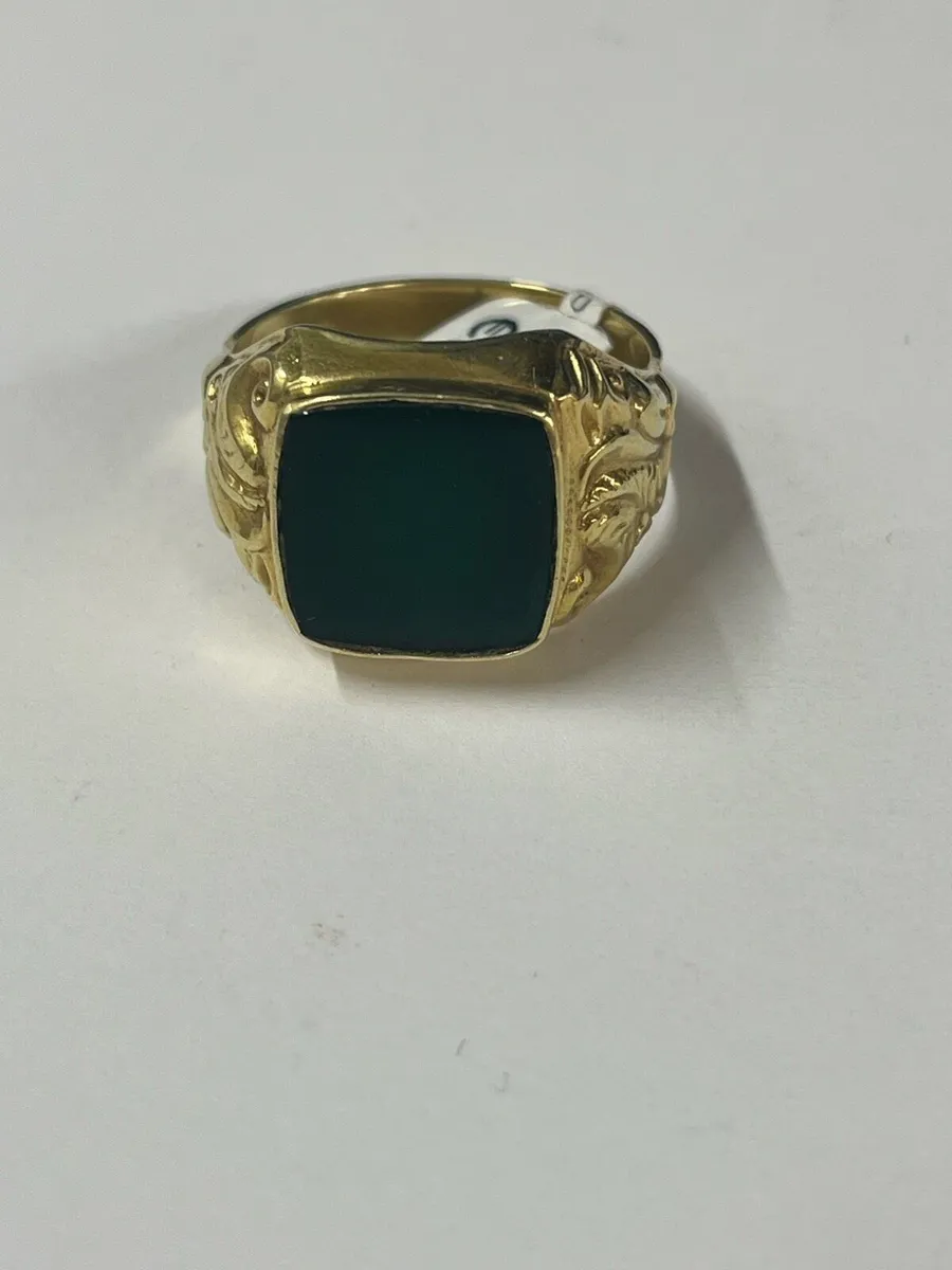 14k gold green stone ring - Image 2