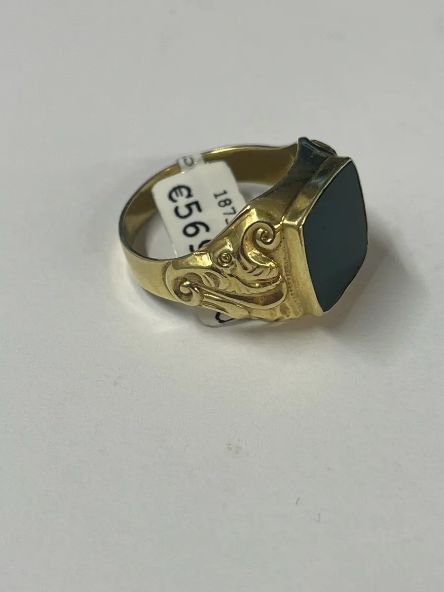 14k gold green stone ring - Image 3